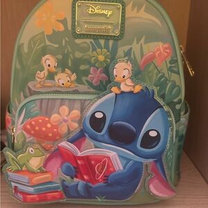 Disney Blue Green Stitch Reading Mini Backpack
